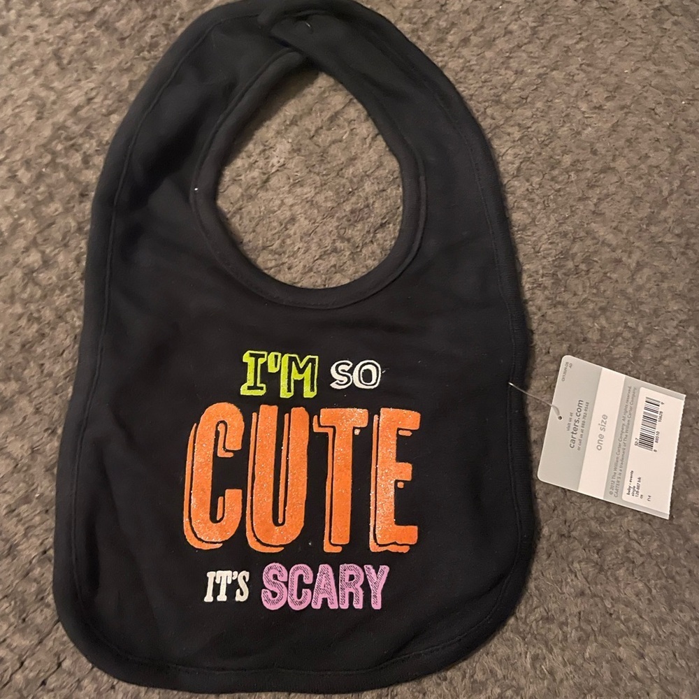 NWT carters Halloween Black and Orange Baby Bib